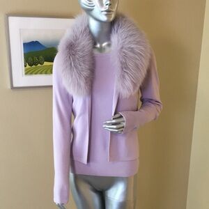 DOLCE CABO | Fox Fur Collar Sweater Set